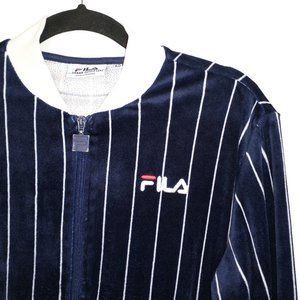 Fila x Urban Outfitters Blue & White Striped Velour Jacket - Size XS